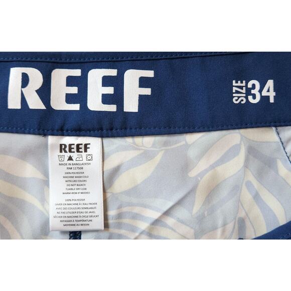 REEF Hawaiian Tropical Boardshorts Swim Trunks Mens Size 34 Blue Multicolor NWT - Picture 4 of 5